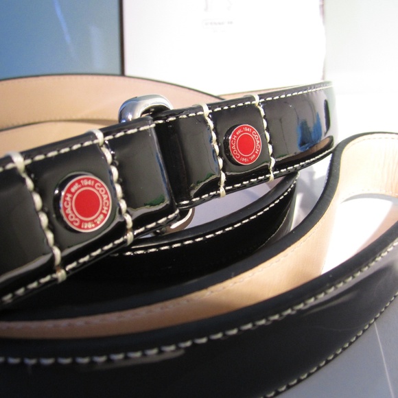 Rare Coach Dog Leash Patent Leather Grommets NWT - Picture 3 of 7